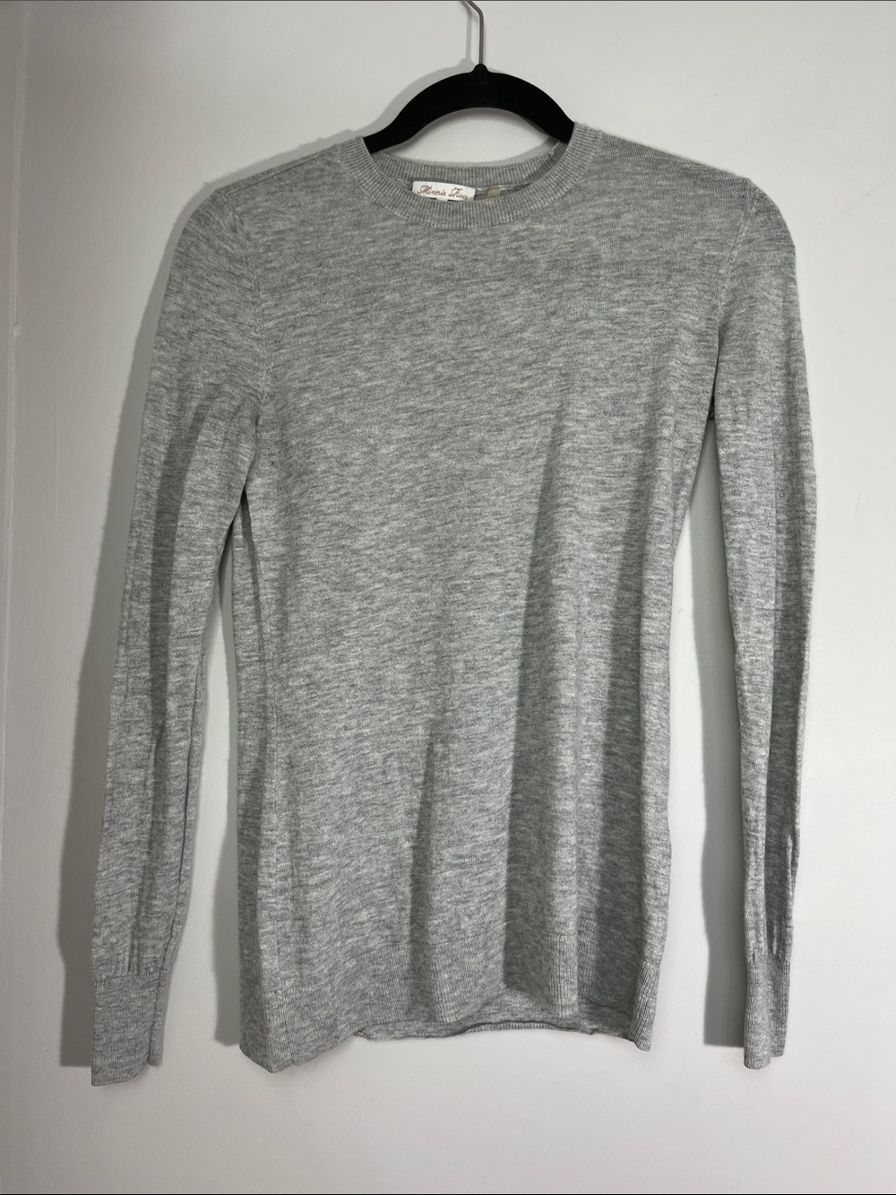 Minnie Rose 100% Cashemre Heather Gray Crewneck Knit Sweater
